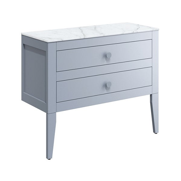 Canvass 900 Double Drawer Unit with Carrara Marble Effect Worktop