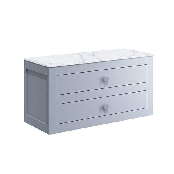 Canvass 900 Double Drawer Unit with Carrara Marble Effect Worktop