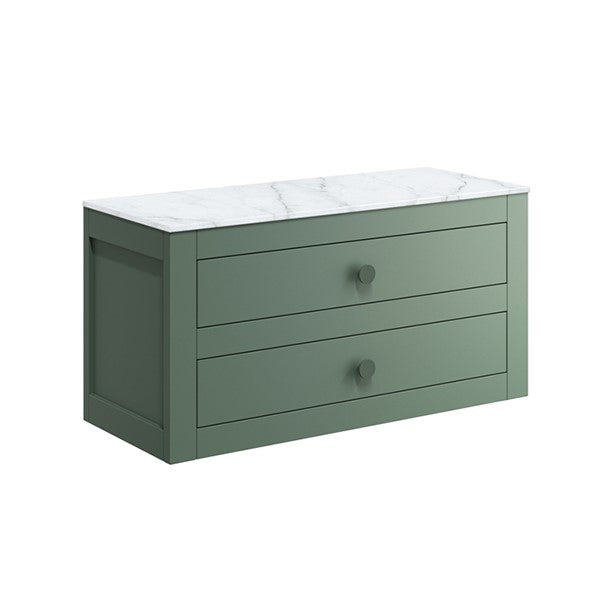 Canvass 900 Double Drawer Unit with Carrara Marble Effect Worktop