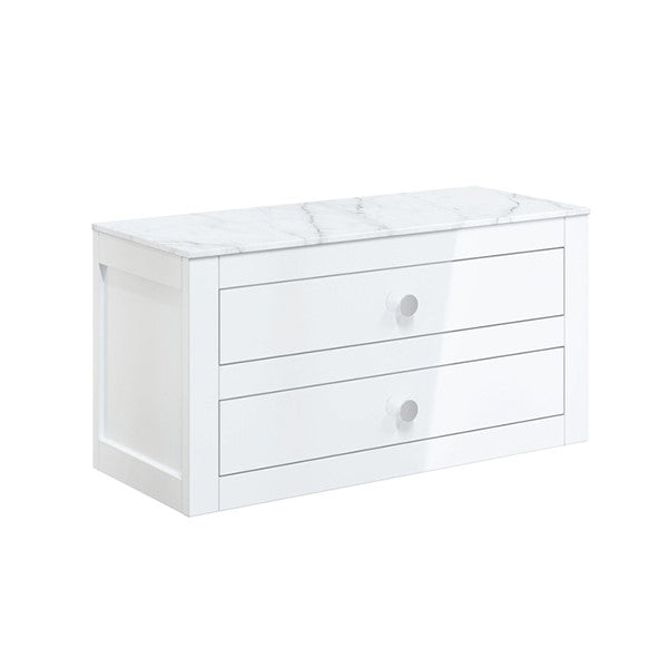 Canvass 900 Double Drawer Unit with Carrara Marble Effect Worktop