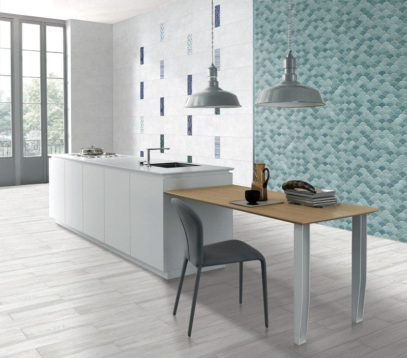 Atlantis Turquoise Gloss Decor Ceramic Tile 600x300mm