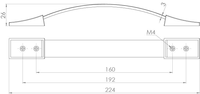 Saneux YORK 174mm handle - 160mm Centres