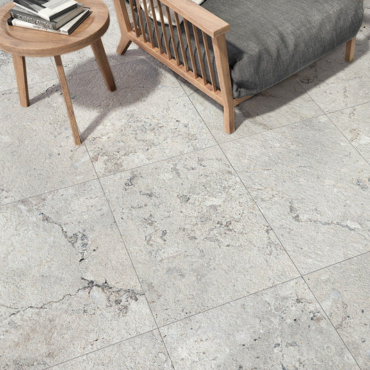 Kratos White Stone Effect Porcelain Tile 450x650mm