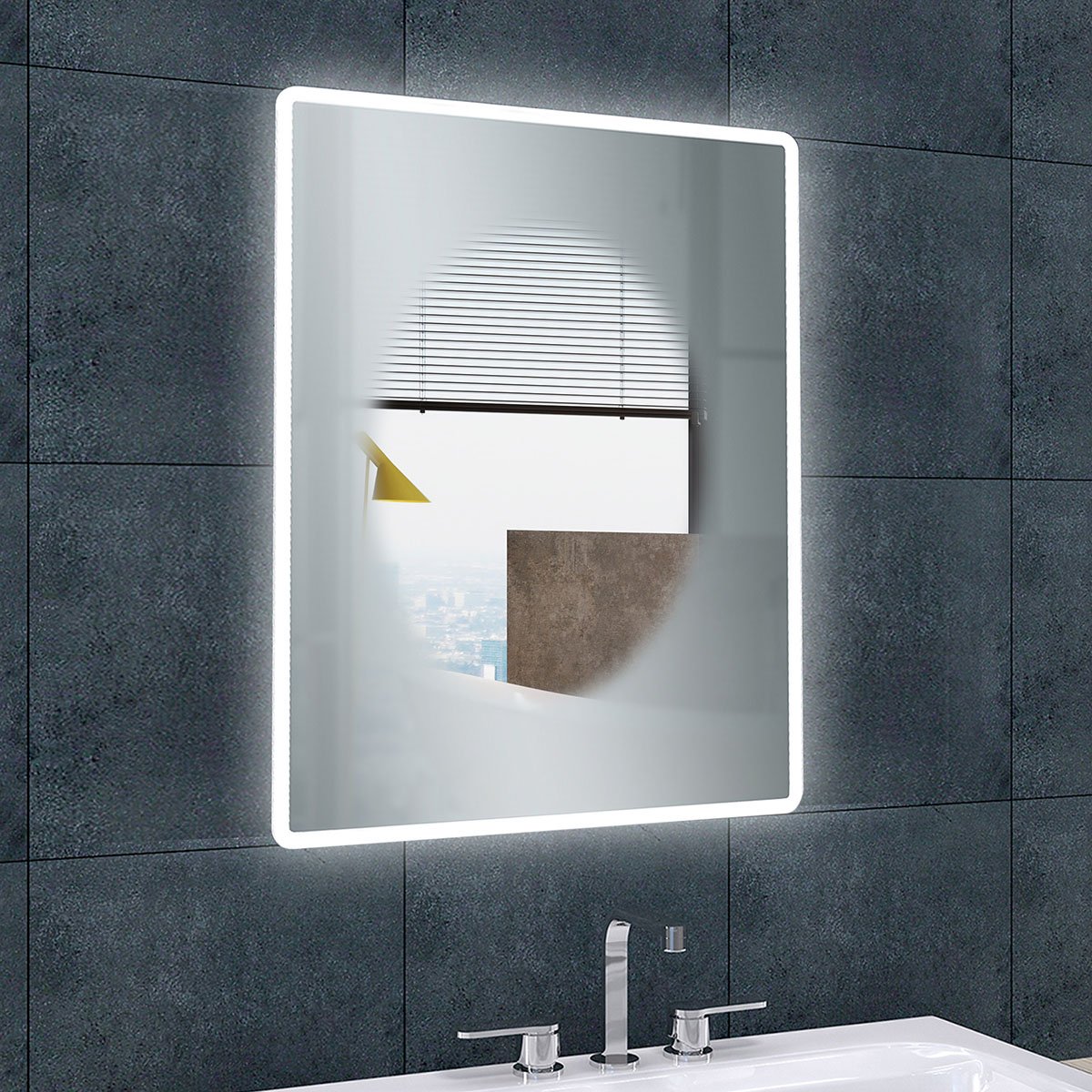 Jarrow LED Mirror with Built-In Bluetooth Speakers 600mm