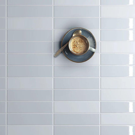 Accordion Baby Blue Matt Ceramic Brick Tile 200x50mm
