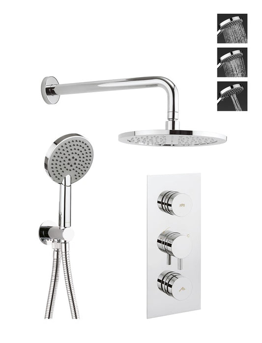 Dial Kai Lever Trim Thermostatic Shower Valve with 2 Way Diverter, Wall Outlet, Hose, 3 Mode Handset, Fixed Head & Arm