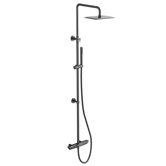 Zena Matt Black Thermostatic Shower Pack with Bath Spout