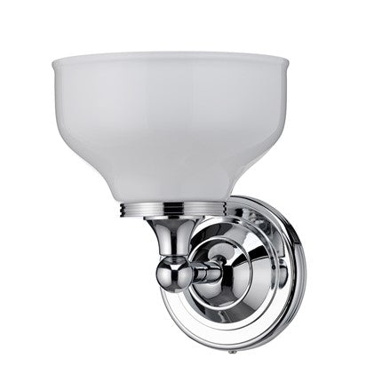 Burlington LED Bathroom Round Wall Light with Chrome Base & Opal Glass Shade