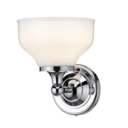 Burlington LED Bathroom Round Wall Light with Chrome Base & Opal Glass Shade