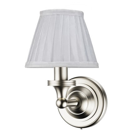 Burlington LED Bathroom Round Wall Light & White Fine Pleated Shade