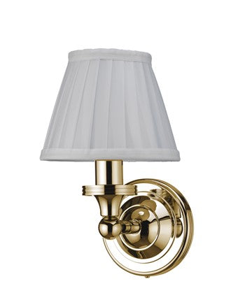 Burlington LED Bathroom Round Wall Light & White Fine Pleated Shade