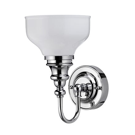 Burlington LED Bathroom Ornate Wall Light with Chrome Base & Opal Glass Shade