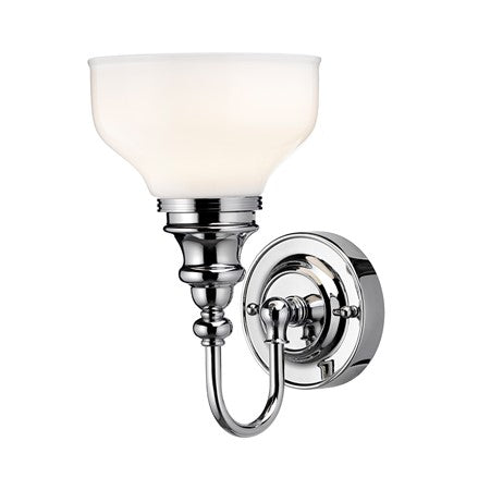 Burlington LED Bathroom Ornate Wall Light with Chrome Base & Opal Glass Shade