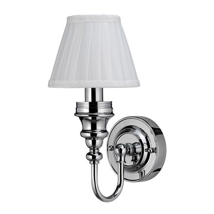 Burlington LED Bathroom Ornate Wall Light & White Fine Pleated Shade