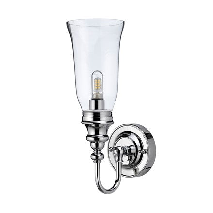 Burlington LED Bathroom Ornate Wall Light & Clear Glass Vase Shade
