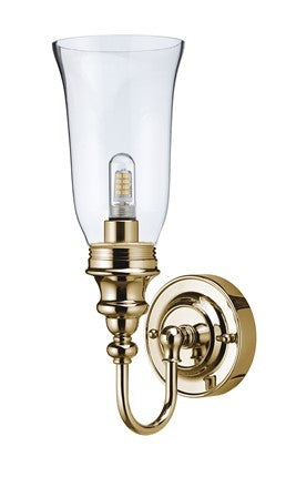 Burlington LED Bathroom Ornate Wall Light & Clear Glass Vase Shade