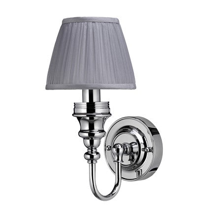 Burlington LED Bathroom Ornate Wall Light with Chrome Base & Silver Chiffon Shade