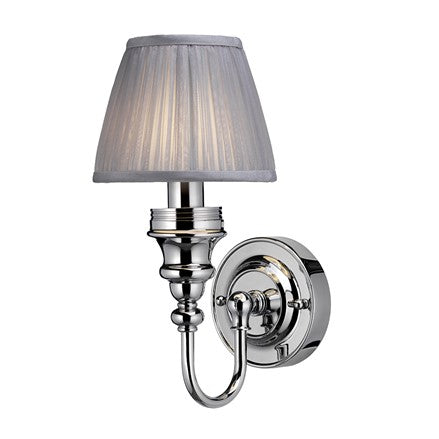 Burlington LED Bathroom Ornate Wall Light with Chrome Base & Silver Chiffon Shade