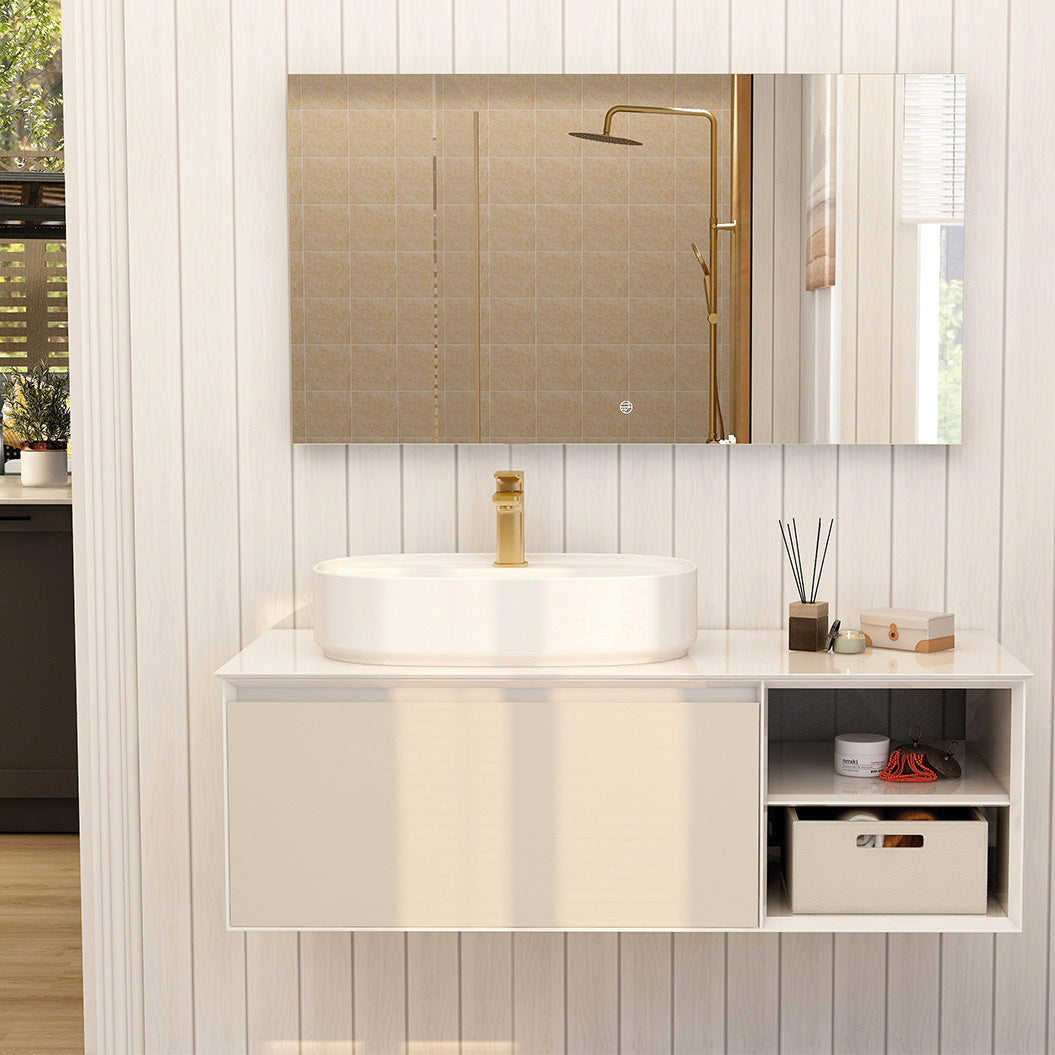 Essence 1200mm single Drawer cabinet in Cashmere