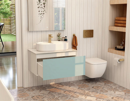 Essence 800mm single Drawer cabinet in Duck Egg Blue