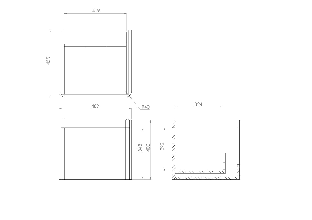 Saneux HYDE 50cm 1 Drawer Wall Mounted Unit - Matte Finish