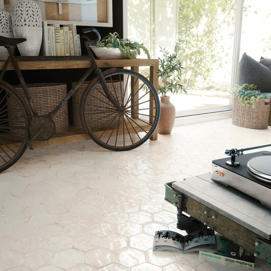 Bergamo White Porcelain Hexagon Tile 150x130mm
