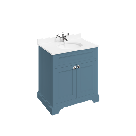 Freestanding 75 Unit with White Worktop, Doors and Integrated White Basin