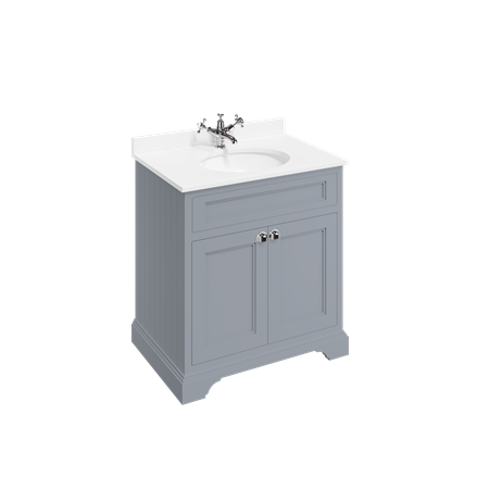 Freestanding 75 Unit with White Worktop, Doors and Integrated White Basin