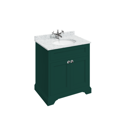 Freestanding 75 Unit with Carrara White Worktop, Doors and Integrated White Basin