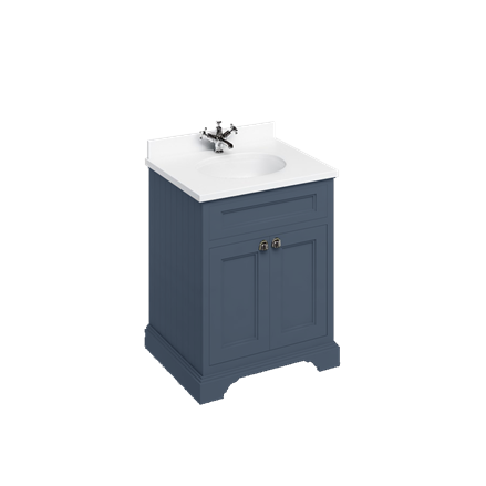 Freestanding 65 Unit with White Worktop, Doors and Integrated White Basin