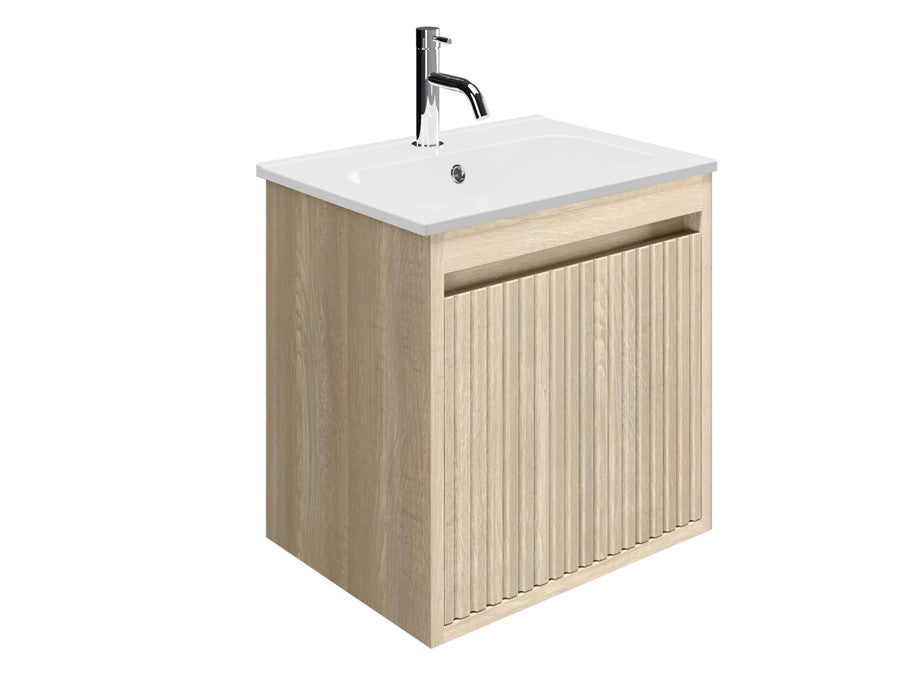 Flute 470 Wall Hung Drawer Unit with White Vitreous China Basin