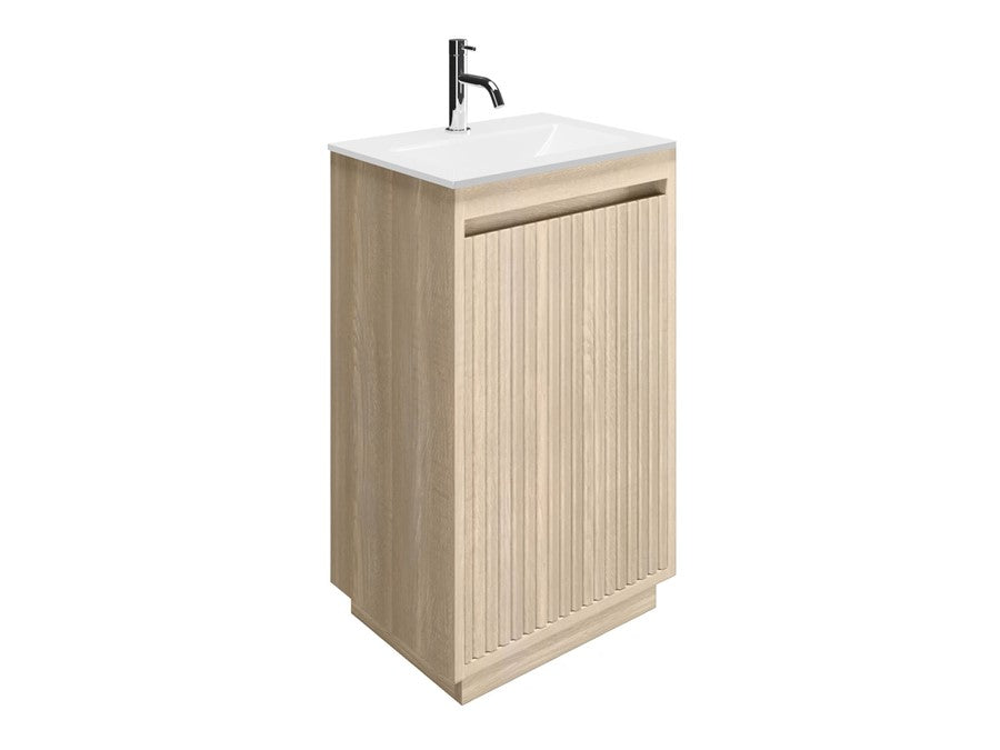Flute 470 Floor Standing Unit with Ice White Glass Basin