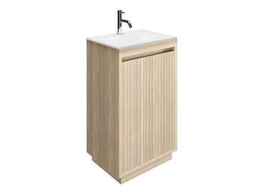 Flute 470 Floor Standing Unit with Ice White Glass Basin