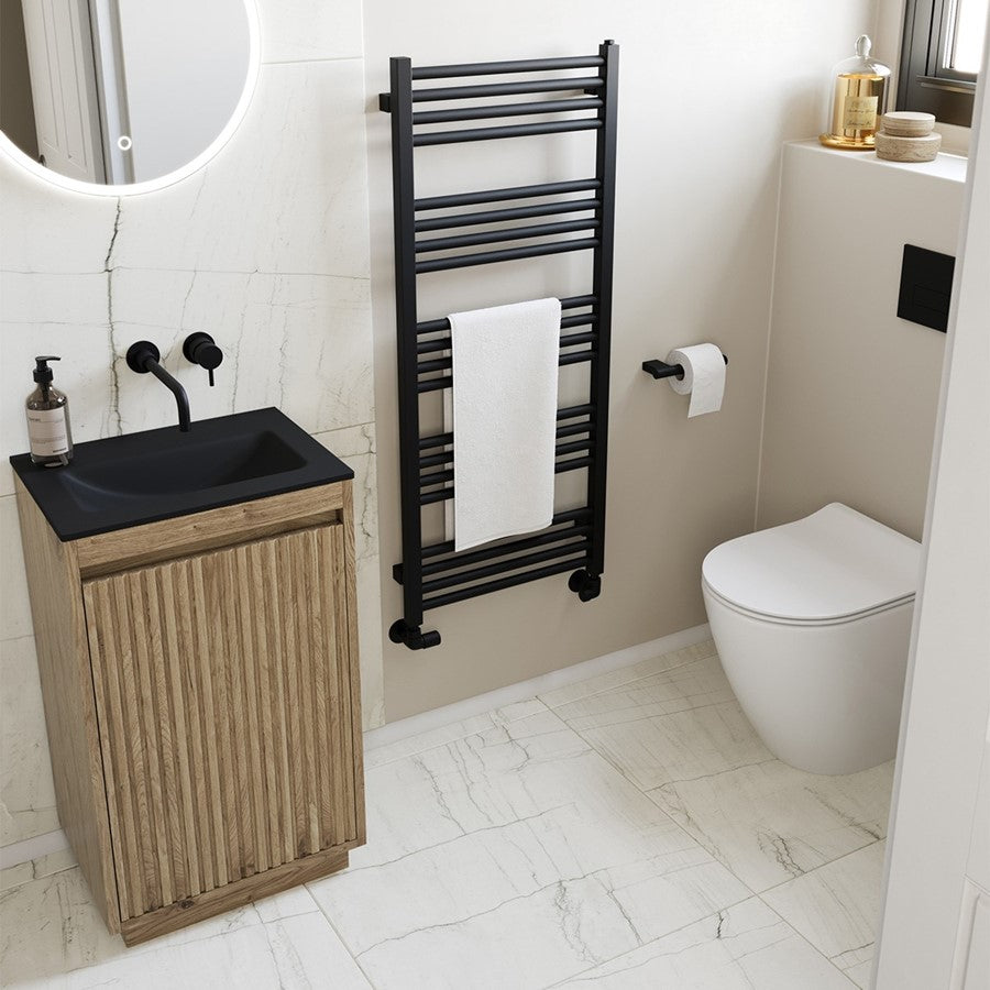 Flute 470 Floor Standing Unit with Midnight Black Glass Basin