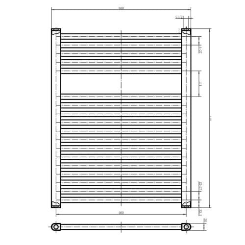Neptune Brushed Gold Heated Towel Rail 770x600mm