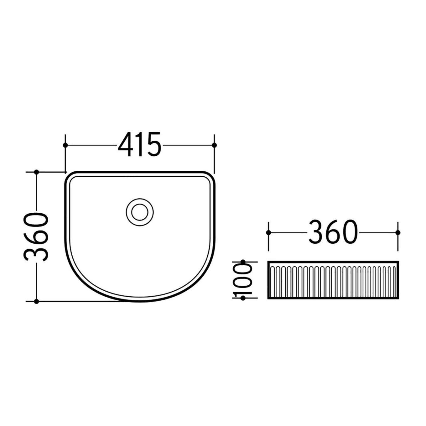 Alva Ribbed White Curved Countertop Basin