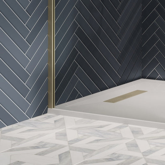 Gallery 10 Corner with Hinged Deflector (T-Bracing Bar) - Brushed Brass, Brushed Brass