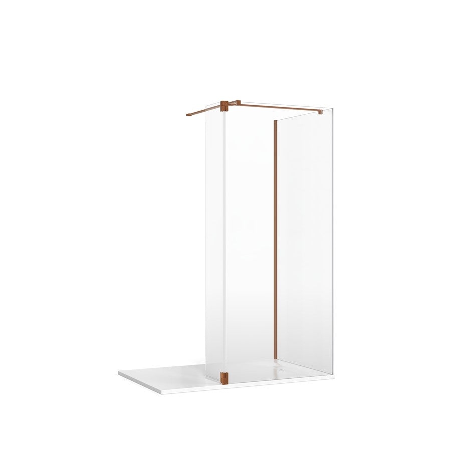 Gallery 10 Glass Corner with Hinged Deflector - Brushed Brass, Brushed Brass