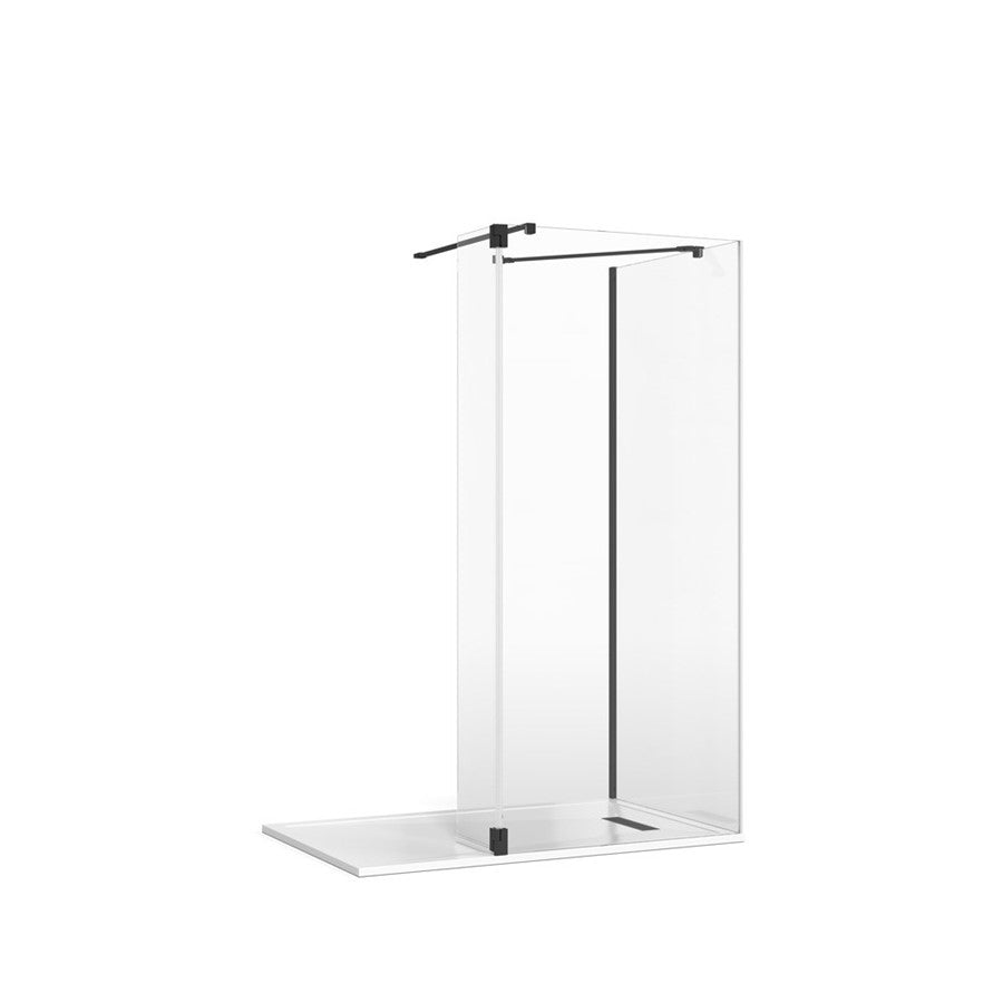 Gallery 8 Glass Corner with Hinged Deflector (Wall/Angled Bracing Bars)