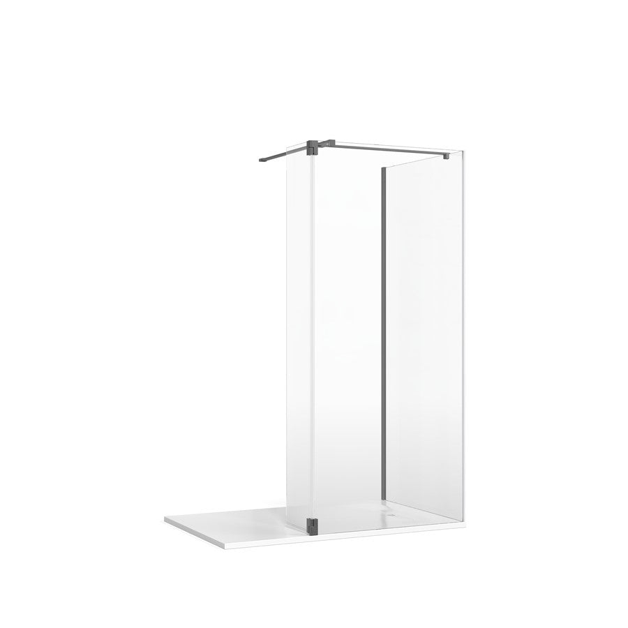 Gallery 10 Glass Corner with Hinged Deflector - Brushed Brass, Brushed Brass
