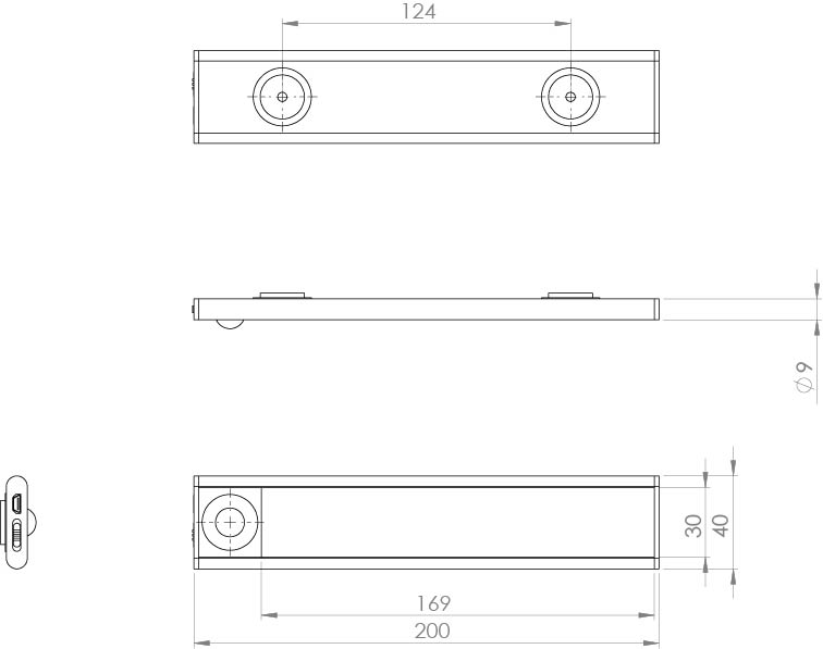 Saneux INSIDE 200mm rechargeable furniture light