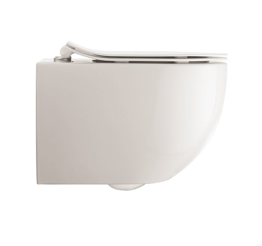 Glide II Gloss White Wall Hung Rimless Toilet & Soft Close Seat