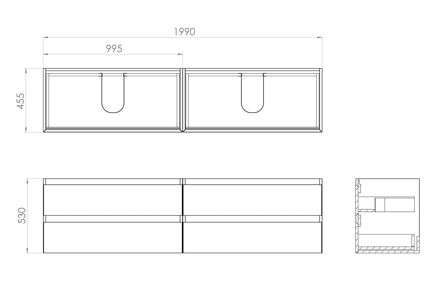 Saneux UNI 200cm Kit - Wall Mounted Units & Countertop