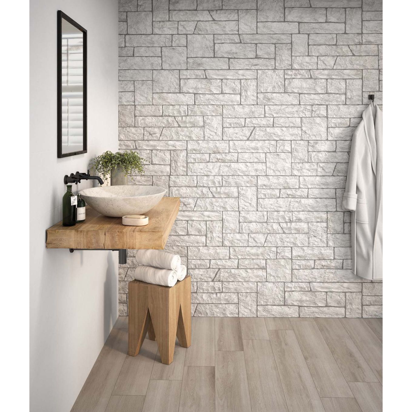 Moltisanti White Stone Matt Porcelain Tile 320x890mm