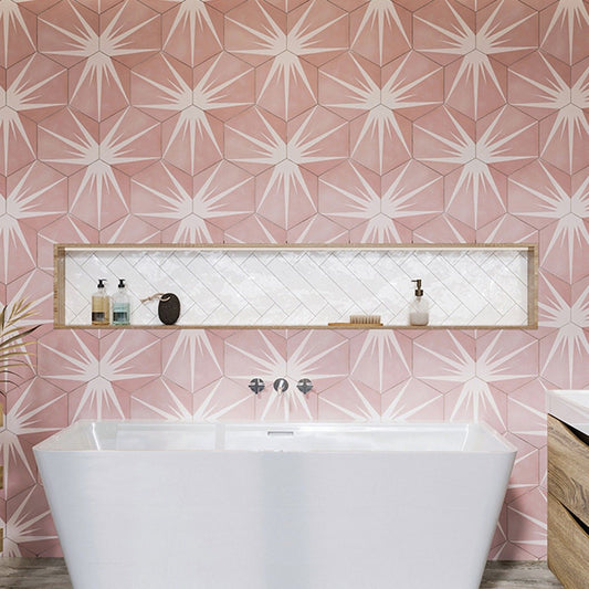 Lotus Hex Matt Pink Hexagon Porcelain Tile 198x228mm