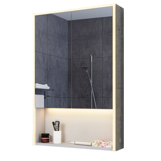 Aluminium LED Mirrored Wall Cabinet with Dual Light Mode
