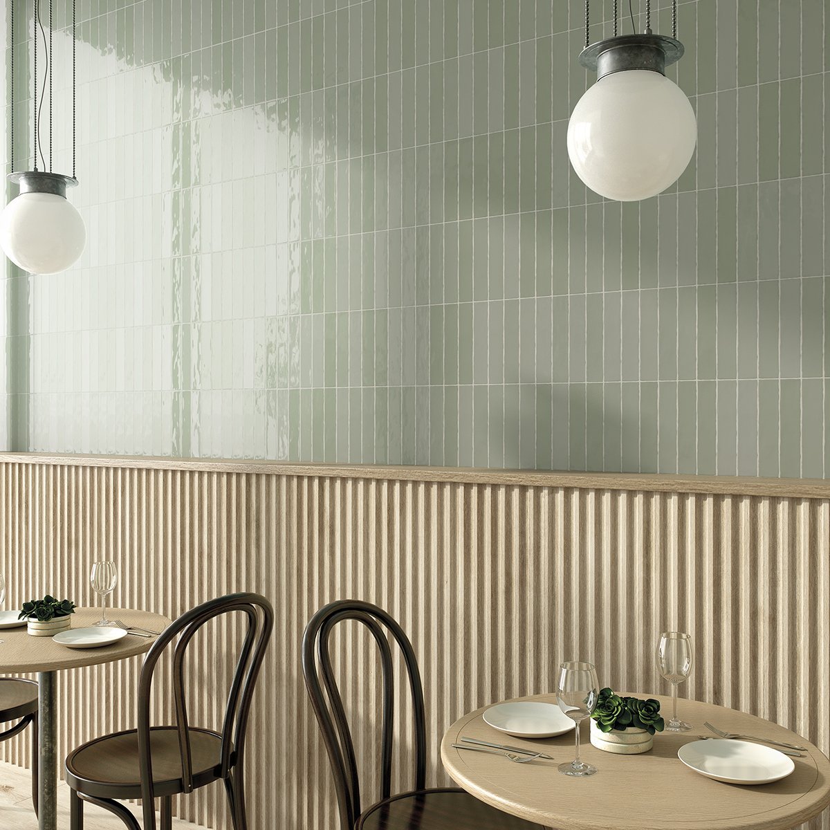 Domingo Verde Glossy Porcelain Brick Tile 50x250mm