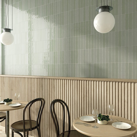 Domingo Verde Glossy Porcelain Brick Tile 50x250mm