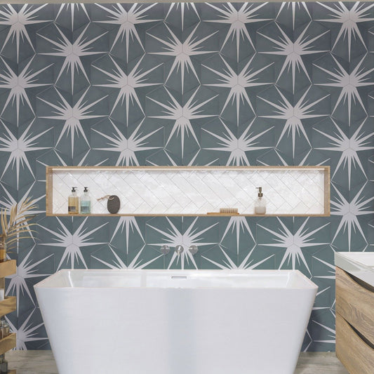 Lotus Hex Matt Green Hexagon Porcelain Tile 198x228mm