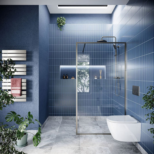 Amien Brushed Nickel Framed Clear Glass Shower Screen 1080mm